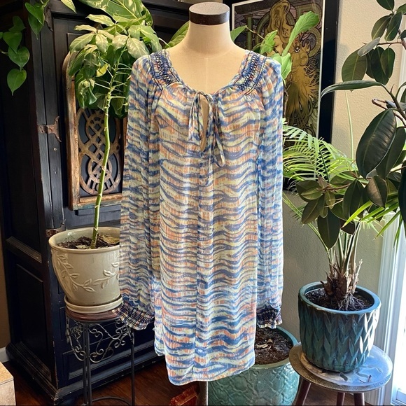 Revolve Gypsy 05 swirl print silk sheer tunic - Picture 1 of 12